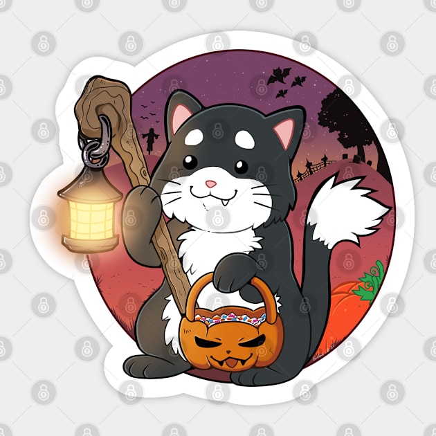 Halloween trick or treat cat Sticker by Grethe_B